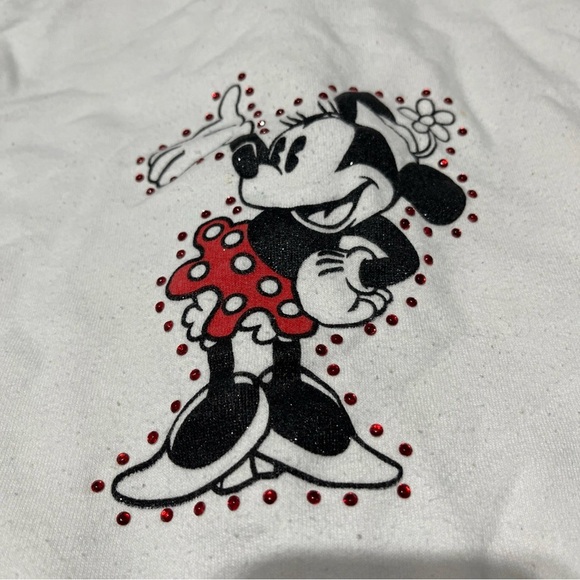 Disney Parks Walt Disney World L sparkly Minnie Mouse White Jacket Hoodie Note!! - Picture 9 of 13